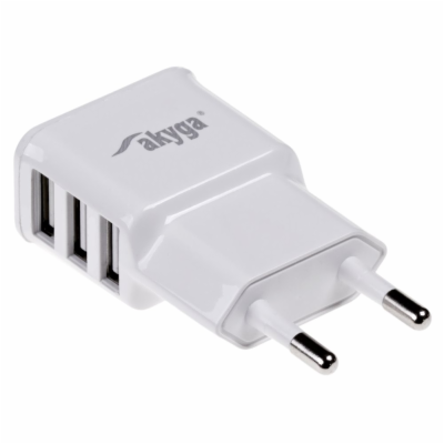 TRX Akyga USB nabíječka 220V/ 5V/ 3.1A/ 3x USB/ bílá