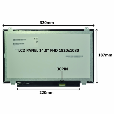 SIL LCD PANEL 14,0" FHD 1920x1080 30PIN MATNÝ IPS / ÚCHYT...