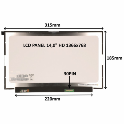 SIL LCD PANEL 14,0" HD 1366x768 30PIN MATNÝ / BEZ ÚCHYTŮ ...