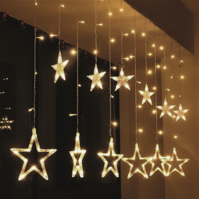 Solight LED vánoční závěs, hvězdy, šíře 1,8m, 77LED, IP20...