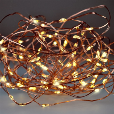 Solight vánoční řetěz měděný, 100x mini LED, 10m, 3 x AA,...