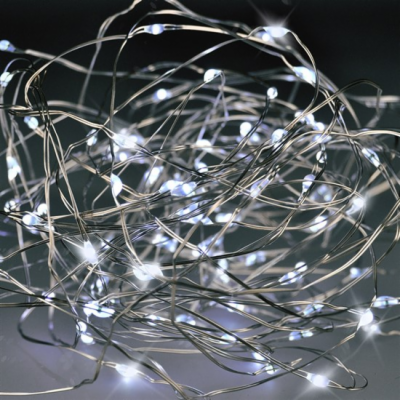 Solight vánoční řetěz stříbrný, 100x mini LED, 10m, 3 x A...
