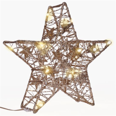 Solight vánoční hvězda glitter, zlatá, kovová, 14x LED, 2...