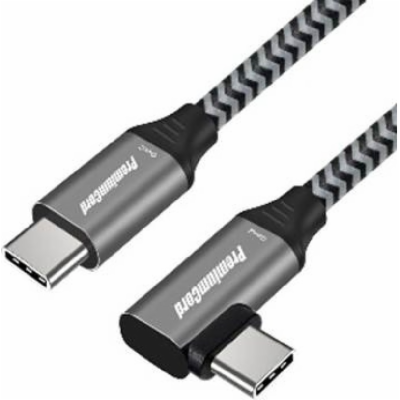 PREMIUMCORD Zahnutý kabel USB-C (USB 3.2 Gen 2, 3A, 60W, ...
