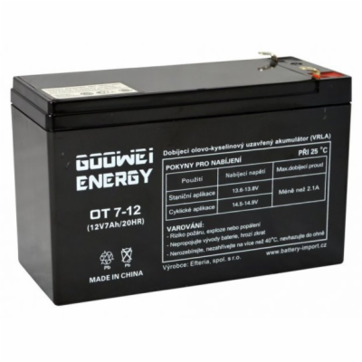 GOOWEI ENERGY 12V 7Ah OT7-12 F2 Pb záložní akumulátor VRL...