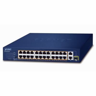 Planet FGSD-2621P PoE switch, 24x100M + 1x1Gb RJ45 + 1xSF...