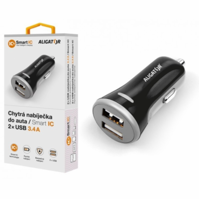 Nabíječka do auta ALIGATOR s 2xUSB výstupem, 3.4A, smart ...