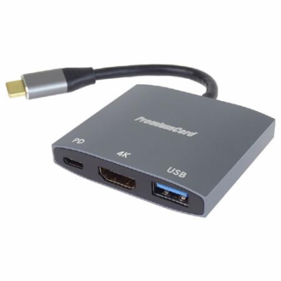 PremiumCord adaptér USB-C na HDMI, USB3.0, PD, rozlišení ...