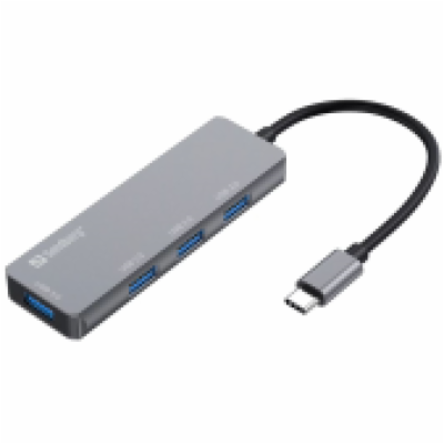 Sandberg USB-C HUB, 1x USB 3.0 a 3x USB 2.0, stříbrný