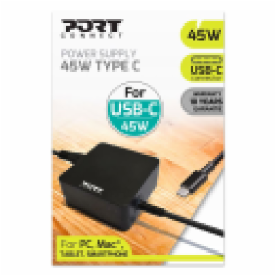 PORT CONNECT napájecí adaptér k notebooku, 45W, USB-C kon...