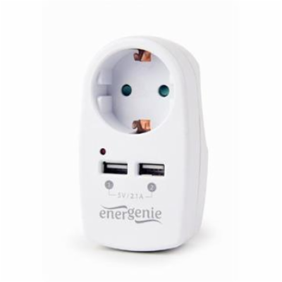 Gembird nabíjačka do steny prechodná, 2 x USB, 2.1A, biela