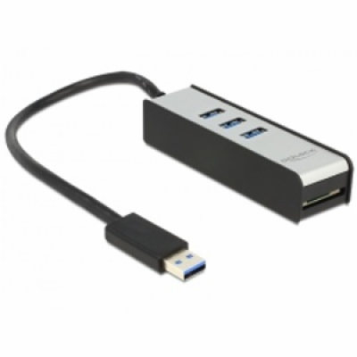 Delock USB 3.0 Externí Hub 3 Portový + 1 Slot čtečky SD k...