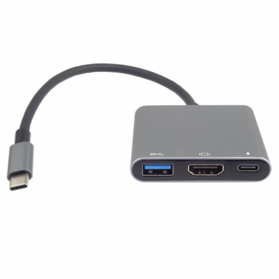 PremiumCord Adaptér USB-C na HDMI + USB3.0 + PD, rozlišen...