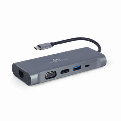 Gembird USB-C 7v1 multiport USB 3.0 + HDMI + VGA + PD + č...