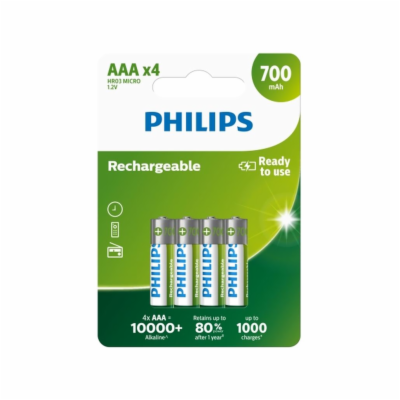 Philips dobíjecí baterie AAA 700mAh, NiMH - 4ks