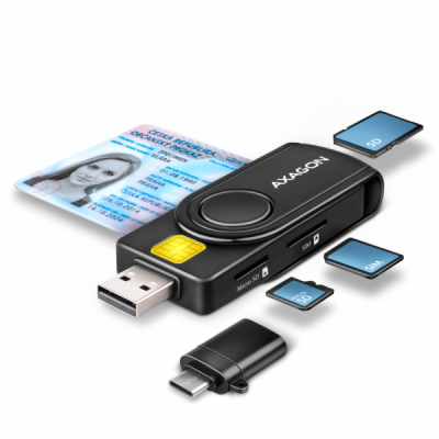 AXAGON CRE-SMP2A, USB-A PocketReader 4-slot čtečka Smart ...