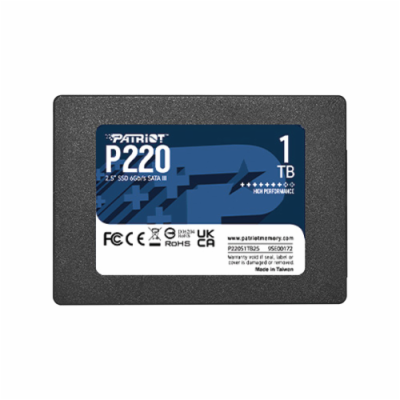 Patriot P220 1TB, P220S1TB25, SSD / Interní / 2,5" / SATA...