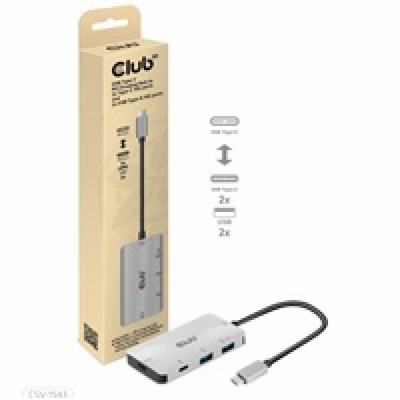 Club3D hub USB-C Gen2 PD na 2x USB-C 10G porty a 2x USB-A...