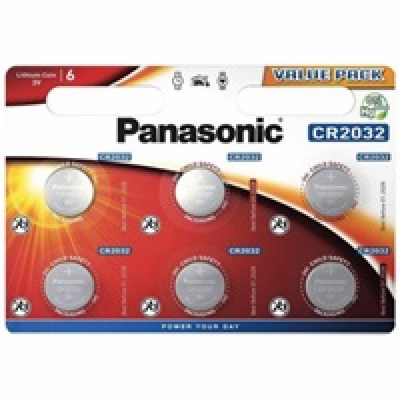 PANASONIC Lithiová baterie (knoflíková) CR-2032EL/6BP 3V ...