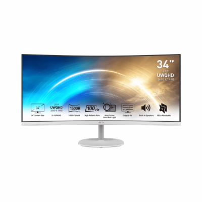 MSI monitor PRO MP341CQW, 34" zakřivený /3440x1440 (UWQHD...