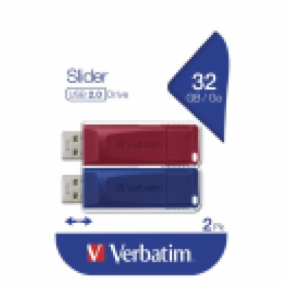 32GB 2PACK USB Flash 2.0 SLIDER Store&apos;n&apos;Go (čer...
