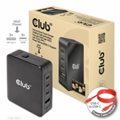 Club3D cestovní nabíječka 140W GaN technologie, 3xUSB-C, ...