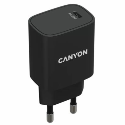 CANYON nabíječka do sítě H-20-02, 1x USB-C PD 20W, černá