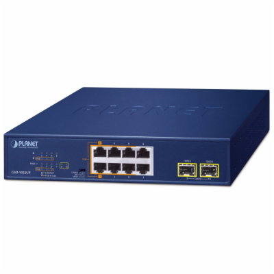 Planet PoE switch 8x1Gb + 2xSFP 1Gb, PoE 180W, 2x 802.3bt...