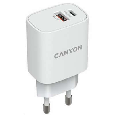 CANYON nabíječka do sítě H-20-04, 1x USB-C PD 20W, 1x USB...