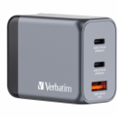 Verbatim GaN cestovní adaptér GNC-65, 2xUSB-C PD 65W, 1xU...