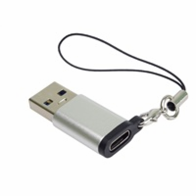 PremiumCord Adaptér USB-C na USB-A 3.0, stříbrná s očkem ...