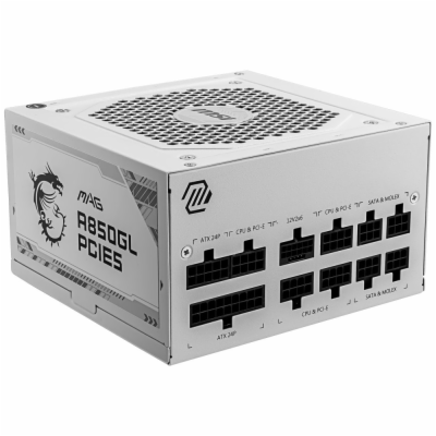 MSI zdroj MAG A850GL PCIE5 WHITE/ 850W/ ATX3.0/ akt. PFC/...