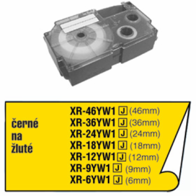 Páska do štítkovače Casio XR-12YW, žlutá/černá, 12 mm
