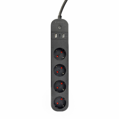 GEMBIRD Smart power strip with USB charger 4 sockets black