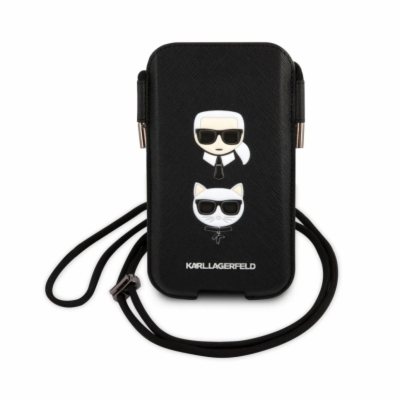 Karl Lagerfeld and Choupette Head Saffiano PU Pouch S/M B...