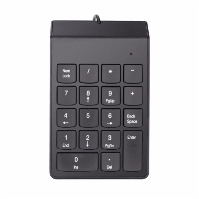 DeTech Drátová numerická klávesnice K2, USB, černá Nízkop...
