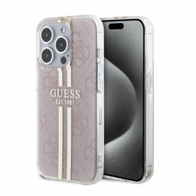 Guess IML 4G Gold Stripe Zadní Kryt pro iPhone 15 Pro Pin...