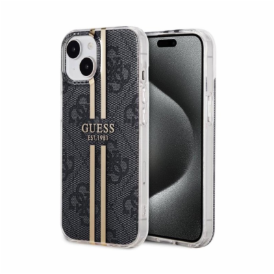 Guess IML 4G Gold Stripe Zadní Kryt pro iPhone 15 Black G...