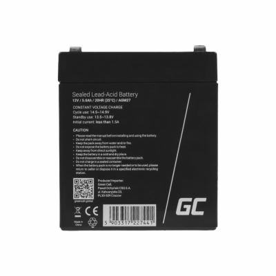 Green Cell AGM VRLA 12V 5Ah maintenance-free battery for ...