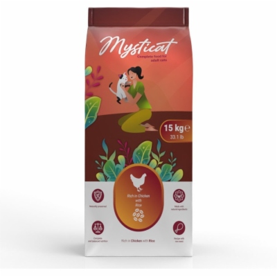 Kraftia MYSTICAT Adult Chicken & Rice 15kg granule pro kočky