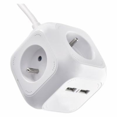 Prodlužovací kabel - kostka 1,9m / 4 zásuvky / bílý / PVC...