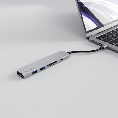 Epico 6v1 Alu Hub 8K s USB-C konektorem - stříbrná