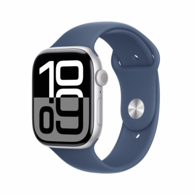 Apple Watch S10 Cell/46mm/Silver/Sport Band/Denim/-S/M