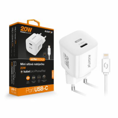 Rychlá nabíječka ALIGATOR Mini, PD 20W, USB-C/Lightning k...
