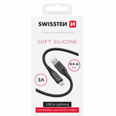 SWISSTEN DATOVÝ KABEL SOFT SILICONE USB-A / LIGHTNING 0,4...