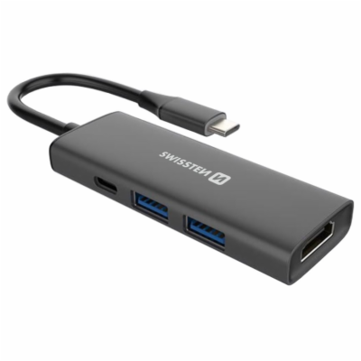 Swissten usb-c hub 4-in-1 (usb-c 100w, hdmi 4k, 2x usb-a)...