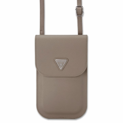 Guess PU Grained Triangle Logo Taška na Telefon Brown Tat...