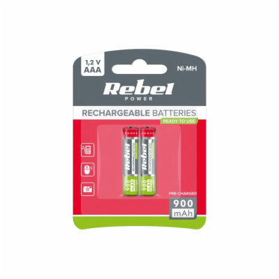 Baterie AAA (R03) nabíjecí 1,2V/900mAh REBEL 2ks / blistr...