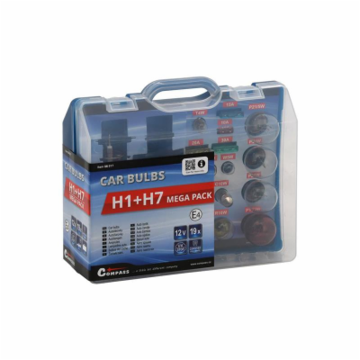 Sada autožárovek MEGA H1+H7+pojistky COMPASS 08517