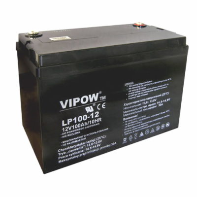 Baterie olověná 12V 100Ah VIPOW BAT0225